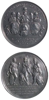 Medalie dedicată încoronării lui Iosif I ca rege roman și Eleonorei Magdalena ca împărăteasă
