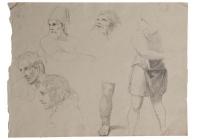 desen - Tattarescu, Gheorghe; Portrete, capete de expresie și studiu de picior