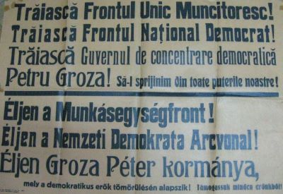 Afiș politic în sprijinul guvernului Groza
