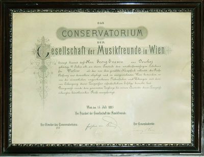 diplomă - Conservatorul Societății Prietenii Muzicii din Viena; Das Conservatorium der Gesellschaft der Musikfreunde in Wien (Conservatorul Societății Prietenii Muzicii din Viena)