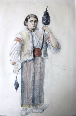 desen - Szathmári, Carol Popp de; Țărancă cu furca din Hangu, Moldova