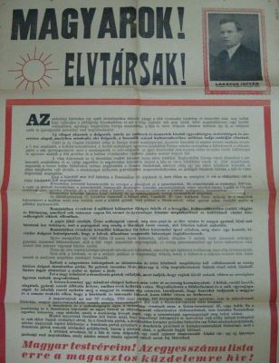 Afiș electoral cu candidatul maghiar Lakatos Istvan