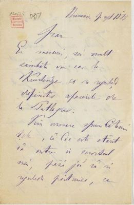manuscris - Scrisoarea a fost redactată de M. Kogălniceanu; Scrisoare adresată de Mihail Kogălniceanu fiului său, Ioan, datată „9 septembrie 1889, București”