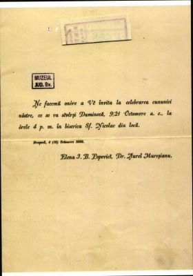 Margaret Mill. Ivory Paper. Vienna Manufacture; Invitație nuntă Elena I.B. Popovici și Aurel Mureșianu