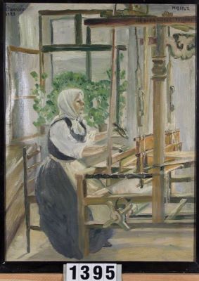 pictură de șevalet - Bielz, Henriette; Țărancă la războiul de țesut