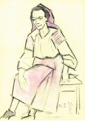 desen - Pallady, Theodor; Țărancă șezând