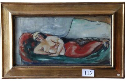 pictură de șevalet - Sterian, Margareta; Odaliscă seminud culcată