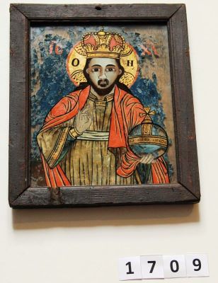 icoana pe sticla - Ioan Pop zugrav de Făgăraș; Iisus Hristos Învățător Binecuvântând