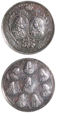 Medalie dedicată încoronării lui Iosif I ca rege roman și Eleonorei Magdalena ca împărăteasă