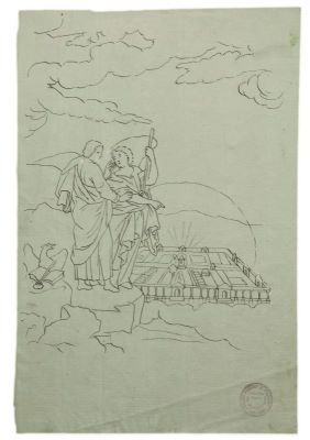 desen - Tattarescu, Gheorghe; Compoziție religioasă în peisaj