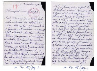 Maria Enescu; Scrisoare de trimisă de Maria Enescu fiului ei George Enescu, aflat la Paris