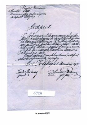 certificat de deputat -  ; Certificat pentru alegerea deputaților în circumscripția Tulgheș, județul Ciuc, pe numele Octavian C. Tăslăuanu