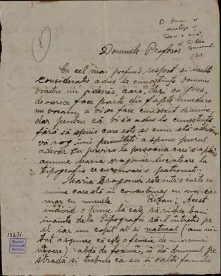 corespondență - Scrisoarea a fost redactată de Dumitru Bănescu; Scrisoare datată „18 septembrie 1930“, adresată lui Nicolae Iorga de Dumitru Bănescu, agent sanitar din Vălenii de Munte