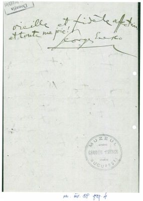 Enescu, George; Scrisoare adresată de George Enescu lui Edmond Fleg
