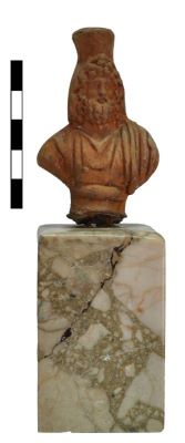 statuetă; Bust masculin din teracotă cu reprezentarea zeului Serapis