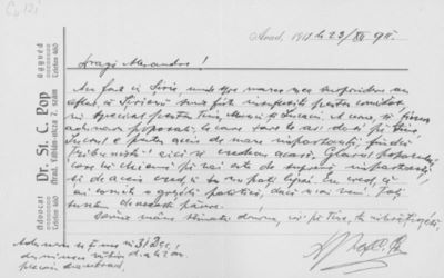 scrisoare - Cicio Pop, Ștefan; Ștefan Cicio Pop către A. Vaida Voevod, Arad, 23 decembrie 1911, în problema organizării unei adunări la Șiria, Arad