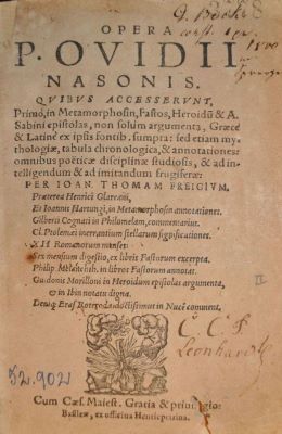 carte veche - Publius Ovidius Naso, autor; Opera P. Ovidii Nasonis : quibus accesserunt, primo, in Metamorphosin