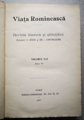 revistă; VIAȚA ROMÎNEASCĂ, Anul VI, vol. XXI,  nr. 4, 5, 6