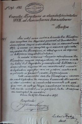 Adresă - Boiu, Zaharia; Se înaintează Despărțământului XXXIII ASTRA din Brețcu  raportul  de activitate al comitetului ASTRA pe anul  1892