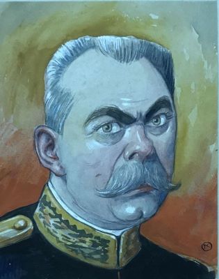 Caricatură - Nicolae Petrescu - Găină; Nicolae Filipescu