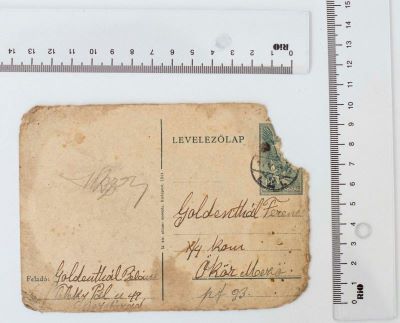 Carte poștală - Goldenthál Bélá; Corespondență între doamna Goldenthál Bélá și fiul ei Goldenthál Ferenc