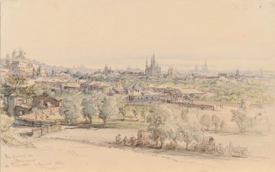 Acuarelă - Preziosi, Amedeo (1816-1882); Peisaj din București (Filaret)
