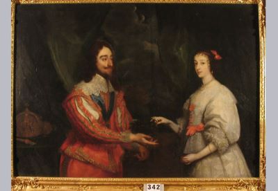 Pictură de șevalet - anonim; Regele Charles I Stuart al Angliei și soția sa Henrietta Maria de Franța (în Reg. Inv.: Carol I al Angliei și soția sa Henriette din Franța)