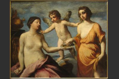 Pictură de șevalet - Sirani, Elisabetta (în Reg. Inv.: Cnuti, Domenico Maria); Dărnicia oferind daruri Modestiei