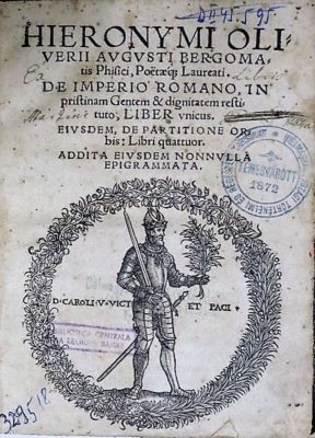Carte veche - Girolamo Oliviero Agosti, autor; Hieronymi Oliverii Augusti Bergomatis [...] De Imperio Romano