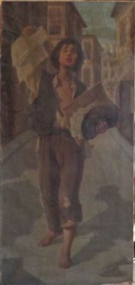 pictură de șevalet - Orval (Ulpian/Goldstein), Leon; Vânzător de ziare