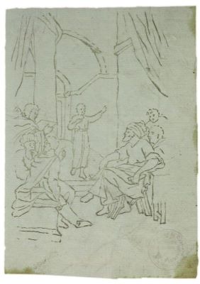 desen - Tattarescu, Gheorghe; Compoziție religioasă cu șapte personaje