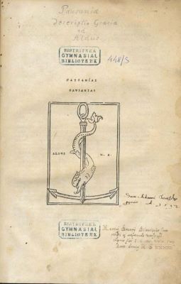 carte veche - Pausanias; Pausanias // Pausanias//; Pausaniae commentarii graeciam…// (F.1. verso)