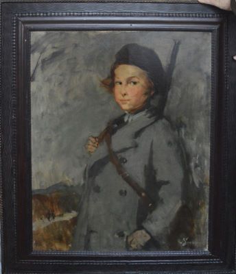 pictură de șevalet - Stoenescu, Eustațiu; Portret (de) copil cu pușcă