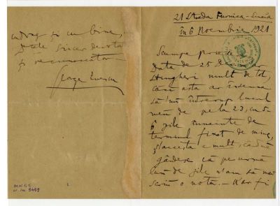 scrisoare - Enescu, George; Manuscris în care George Enescu solicită reprogramarea a unui concert