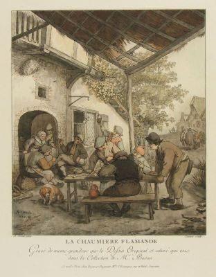gravură - Janinet, Jean François; (SC.); Ostade, Adriaen van; (PX.); Basan, François; (EX.); La Chaumière flamande