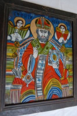 icoană pe sticlă - necunoscut; Sfântul Nicolae
