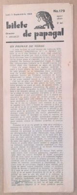 ziar (tabletă) - Arghezi, Tudor; Bilete de papagal, nr. 179