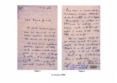  ; Scrisoare adresată de Octavian C. Tăslăuanu generalului Averescu în 31 decembrie 1920