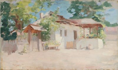 Pictură de șevalet - Grigorescu, Nicolae; Casă țărănească