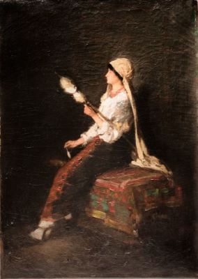 Pictură de șevalet - Grigorescu, Nicolae; Cu furca în brâu