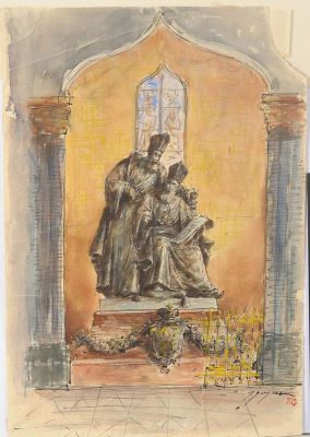 Acuarelă - Georgescu, Ion; Proiect de monument funerar