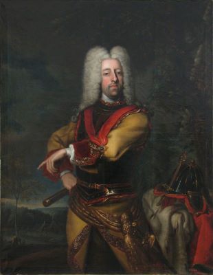 Pictură de șevalet - Auerbach, Johann Gottfried; Principele Johann Georg Christian von Lobkowitz, general-comandant în Transilvaniei (în Registrul inventar: Principele Georg Christian von Lobkowitz).Pandant: Marie Henriette von Waldstein-Wartenburg, soția principelui Johann Georg Christian von Lobkowitz