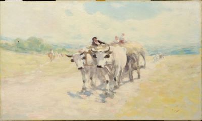 Pictură de șevalet - Grigorescu, Nicolae; Car cu boi
