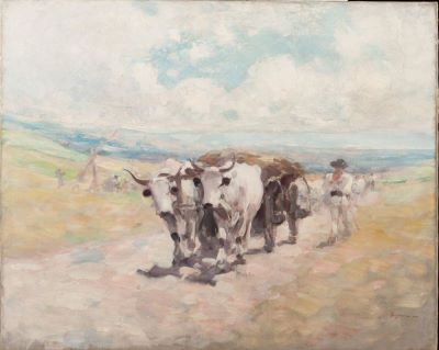 Pictură de șevalet - Grigorescu, Nicolae; Car cu boi