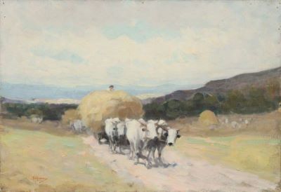 Pictură de șevalet - Grigorescu, Nicolae; Car cu boi