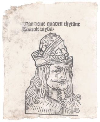 Gravură - Gothan, Bartholomaeus; Vlad Țepeș, zis și Vlad Dracul (Uan Deme Quaden Thyrane Dracole Wyda)