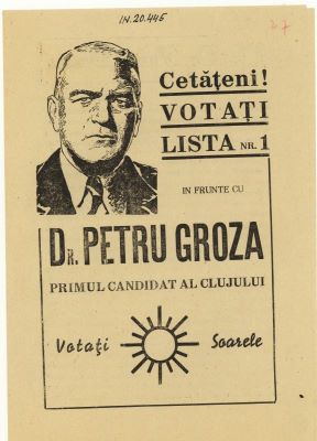 pliant; Votați Dr. Petru Groza primul candidat al Clujului