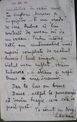 scrisoare - Lascăr Vorel; Lascăr Vorel către fratele său, Constantin Vorel (Dan)