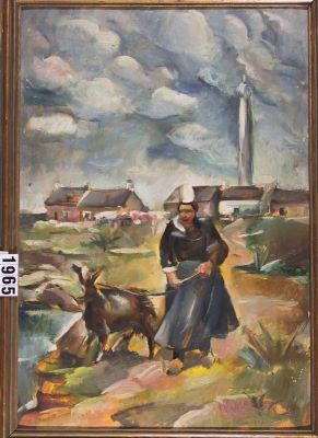 pictură de șevalet - Popea, Elena; Femeie cu capre
