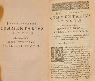 carte veche - Jeremias Hölzlin, autor; Jeremiae Hoelzlini Comentarius et notae Ad quatuor libros Argonauticorum Apollonii Rhodii